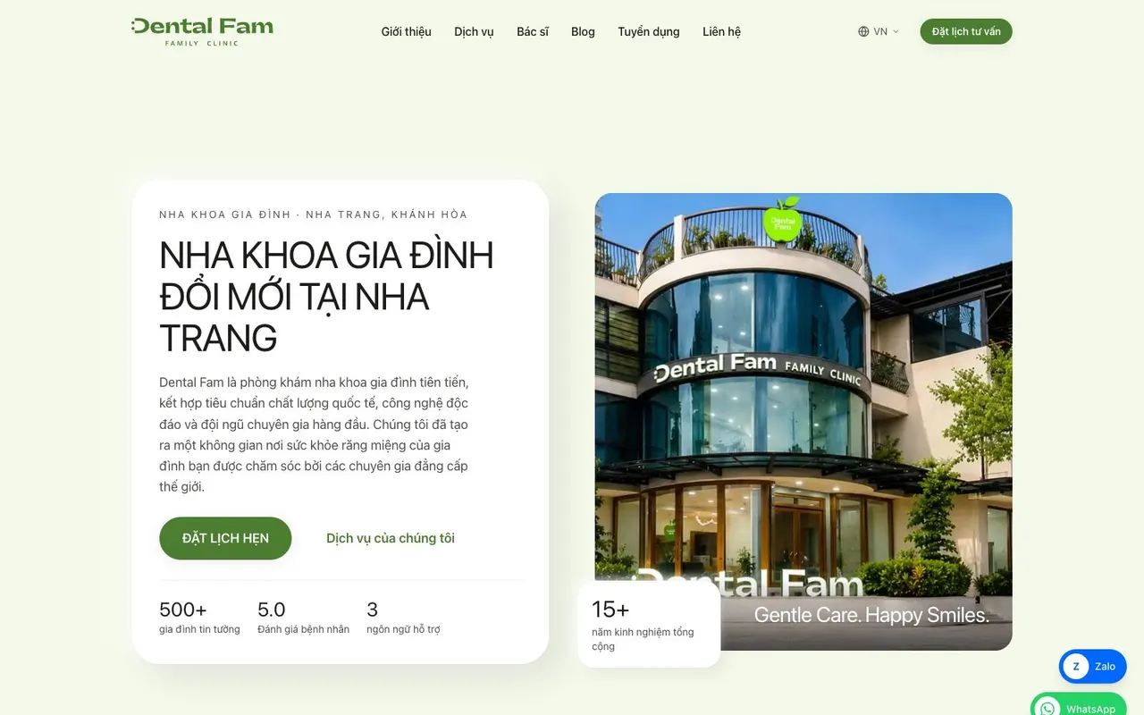 The dentalfam.vn homepage