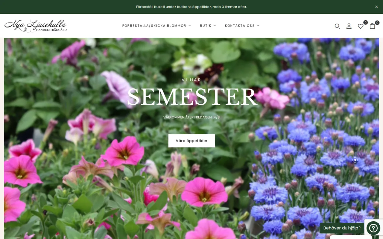 Nyaljusekulla.se: the garden centre's seasonal online store